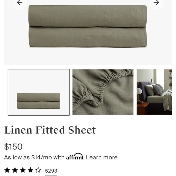 NWT Parachute Home - Linen Fitted Sheet - Size Cal King - Surplus Green Color - Picture 4 of 7